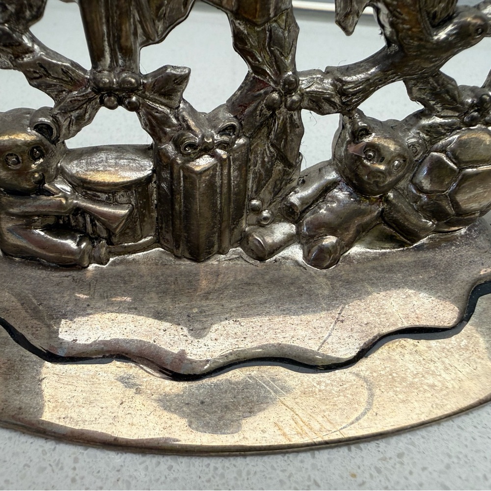 Vintage Enesco Silver Plated Christmas Tree Candle Holders Filigree-style Retro - Picture 10 of 16